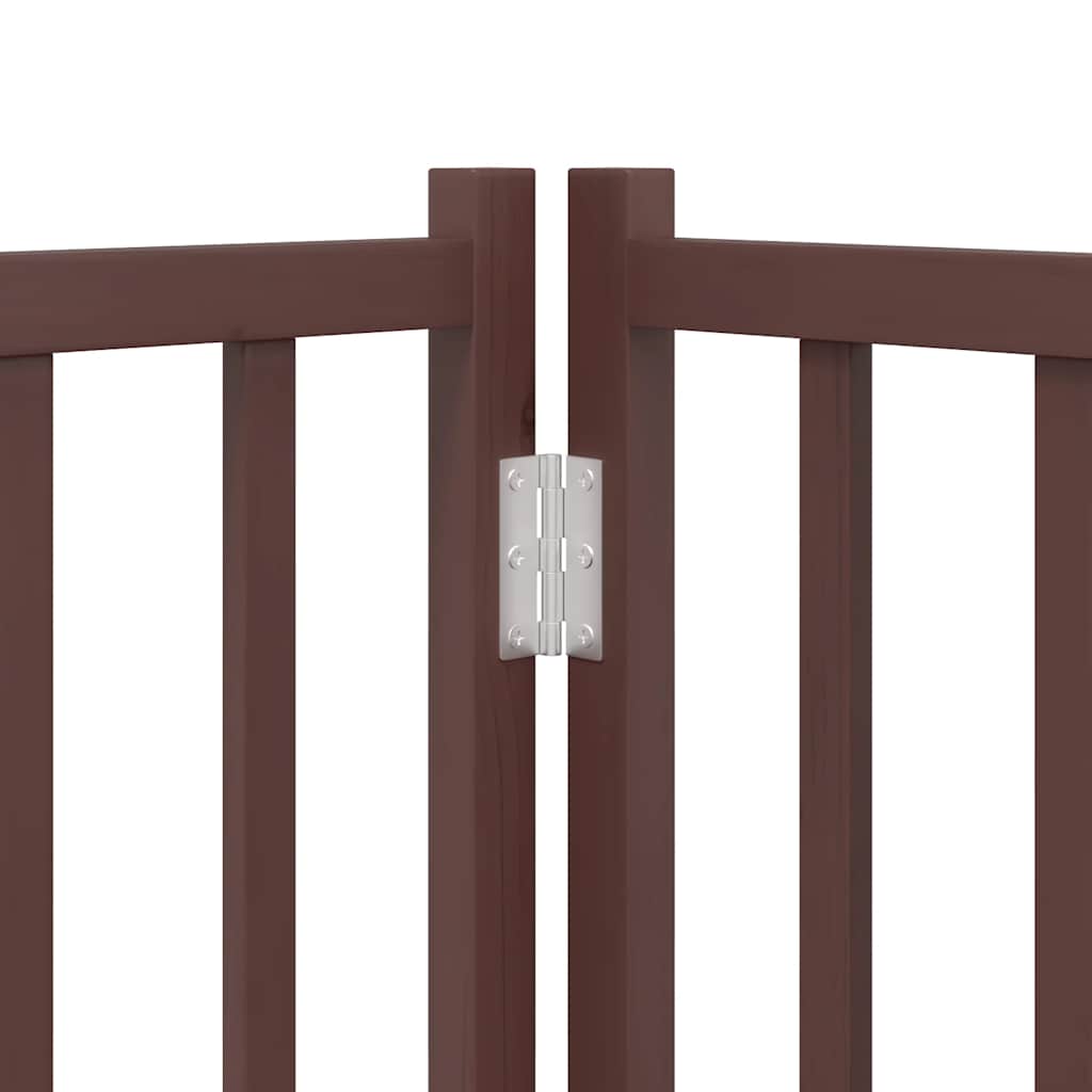 Puerta de perros plegable 12 paneles madera álamo marrón 600 cm