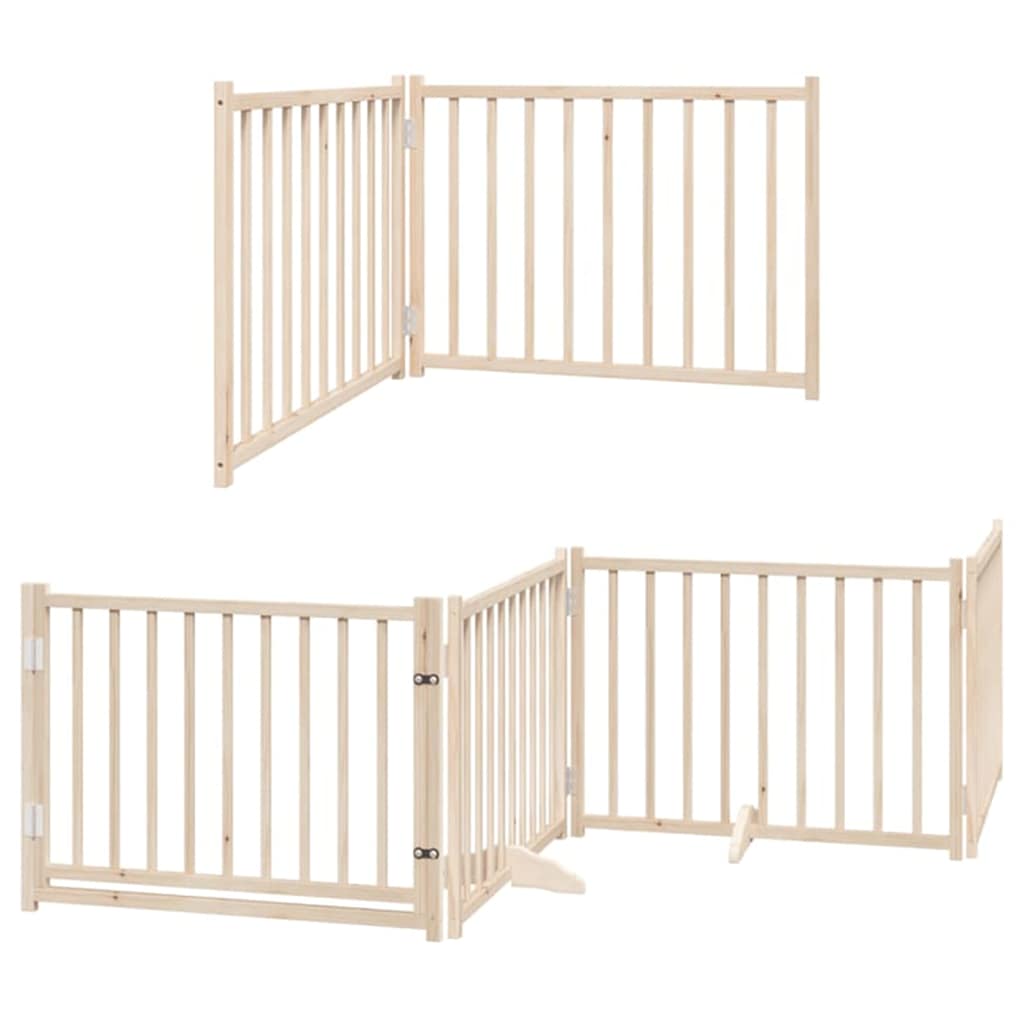 Puerta para perros plegable 6 paneles madera de álamo 480 cm