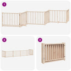 Puerta para perros plegable 6 paneles madera de álamo 480 cm