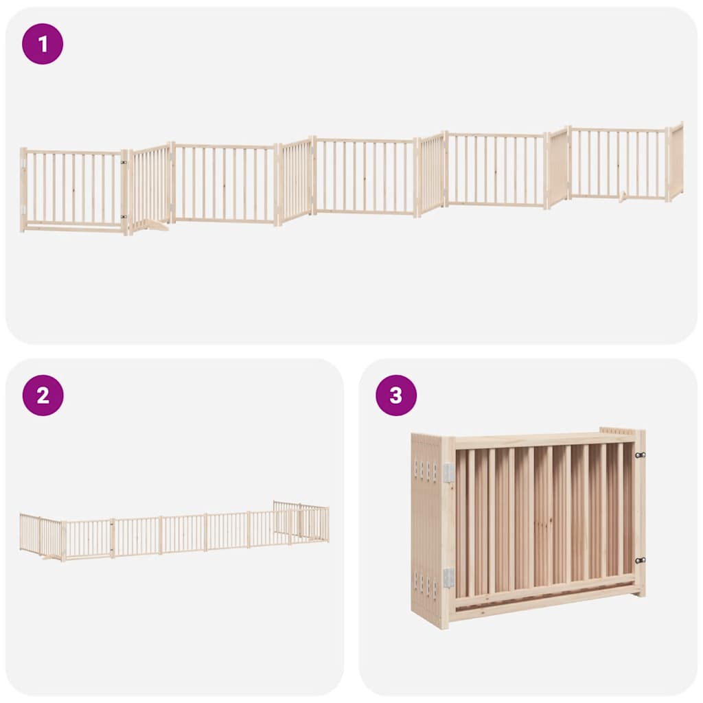 Puerta para perros plegable 10 paneles madera de álamo 800 cm