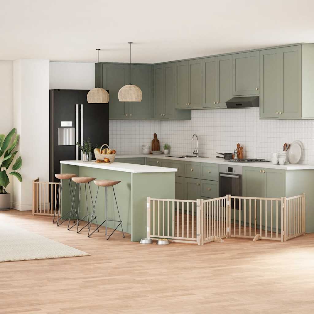 Puerta para perros plegable 10 paneles madera de álamo 800 cm