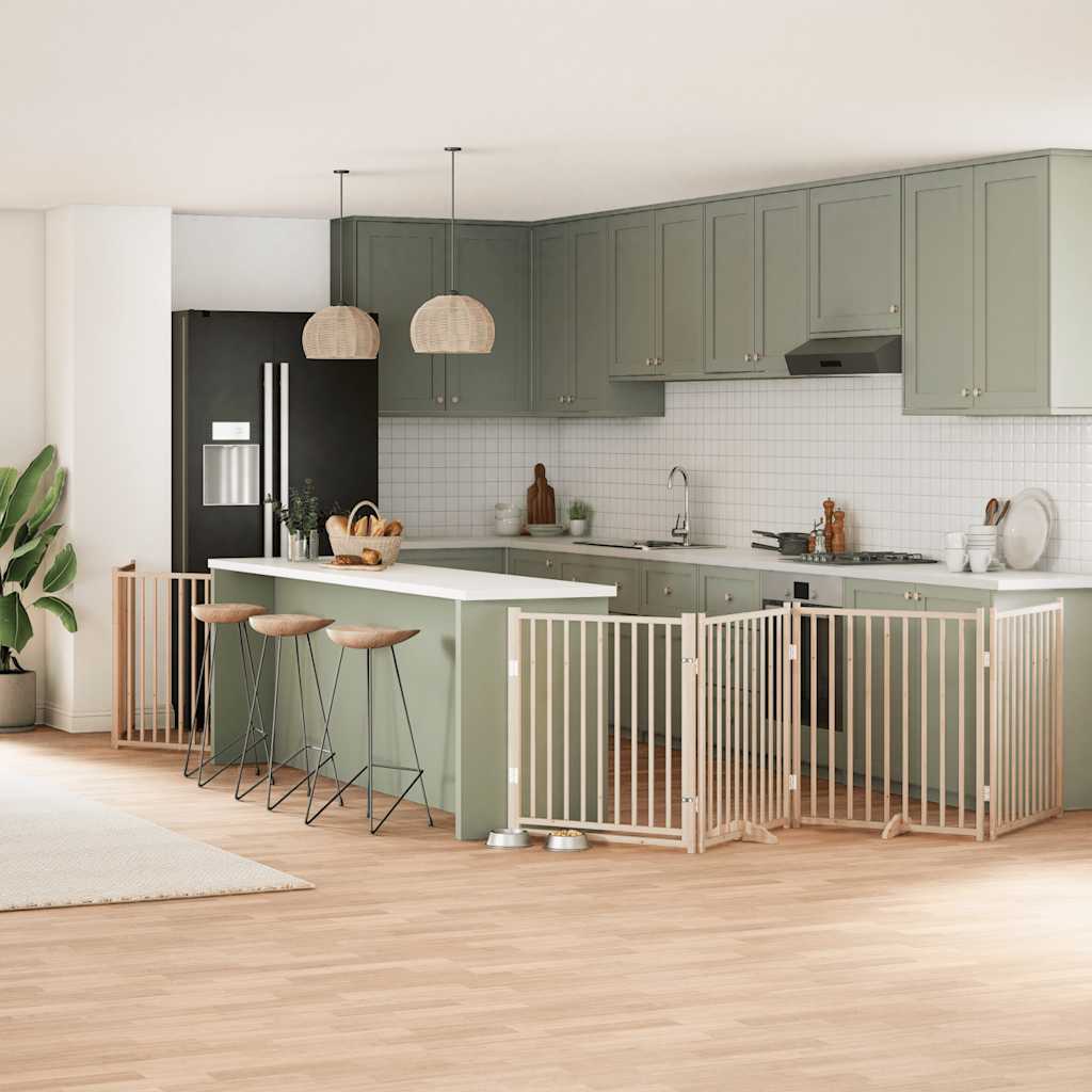 800 cm 10-Panel Folding Pet Gate in Poplar Wood