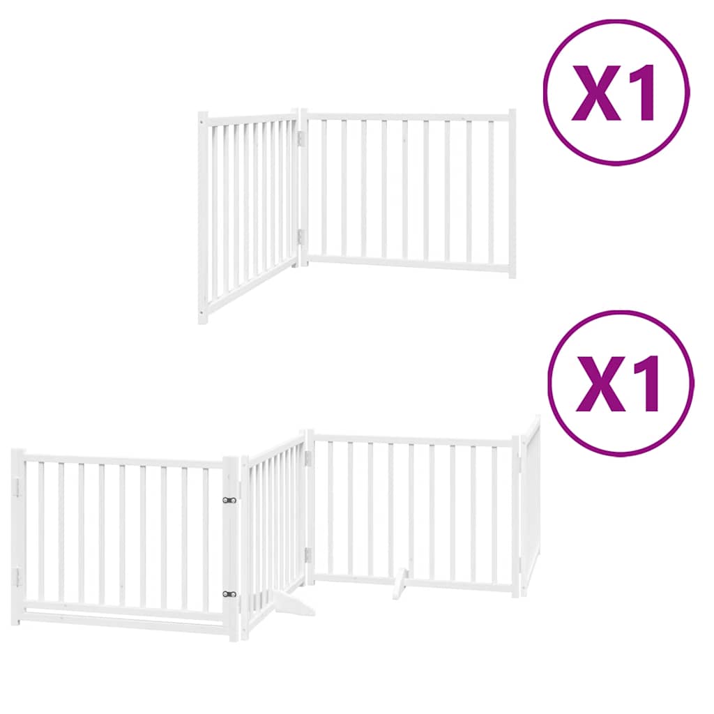 Puerta de perros plegable 6 paneles madera álamo blanca 480 cm