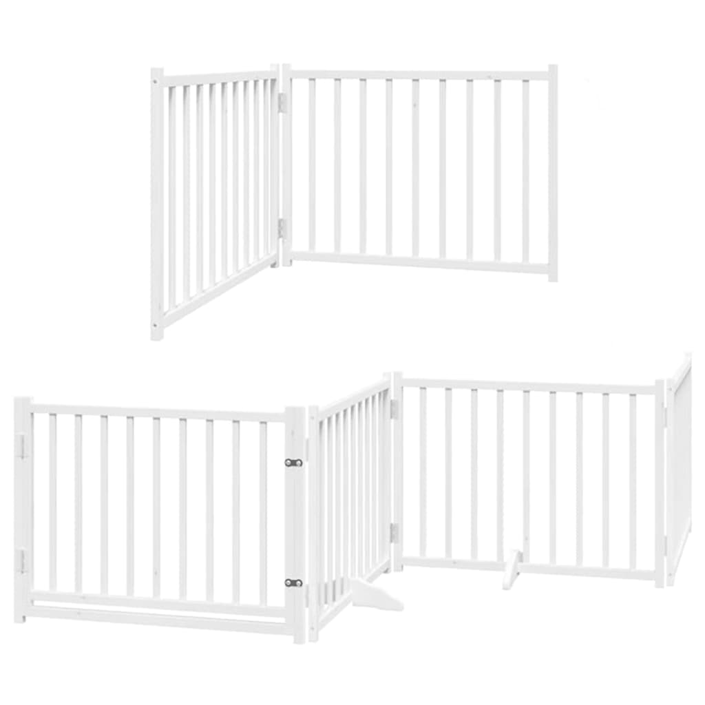 Puerta de perros plegable 6 paneles madera álamo blanca 480 cm