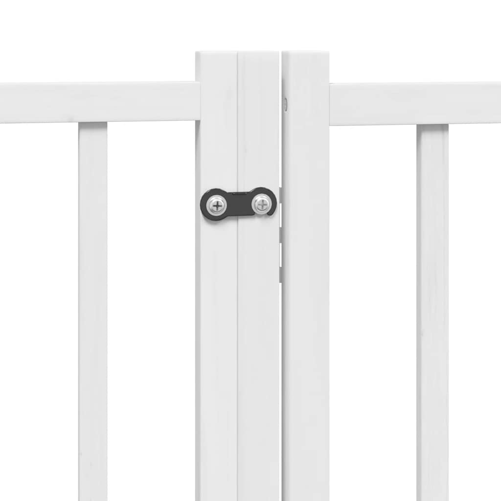 Puerta de perros plegable 6 paneles madera álamo blanca 480 cm