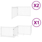 Puerta de perros plegable 8 paneles madera álamo blanca 640 cm