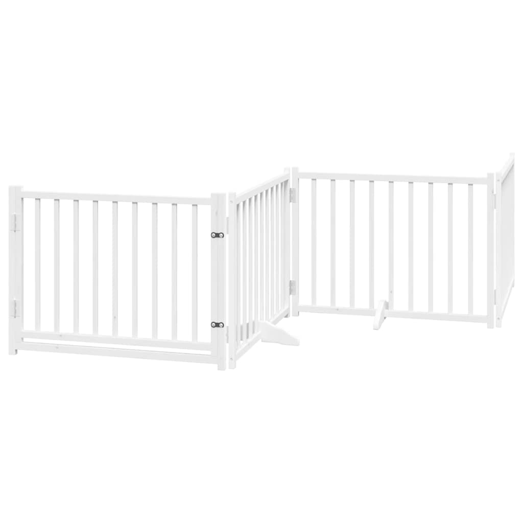 Puerta de perros plegable 8 paneles madera álamo blanca 640 cm