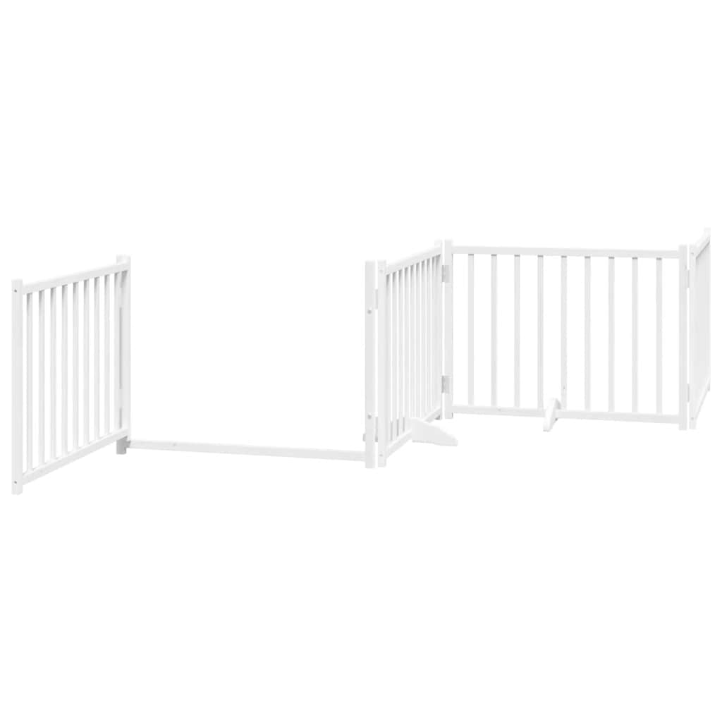 Puerta de perros plegable 8 paneles madera álamo blanca 640 cm
