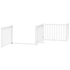Puerta de perros plegable 8 paneles madera álamo blanca 640 cm