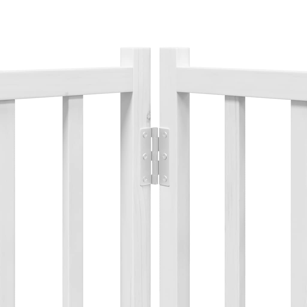 Puerta de perros plegable 8 paneles madera álamo blanca 640 cm