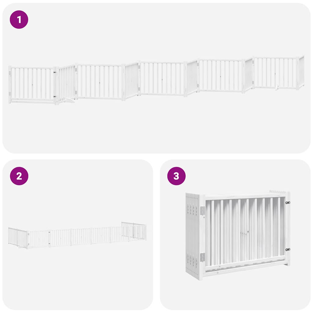 Puerta de perros plegable 10 paneles madera álamo blanca 800 cm