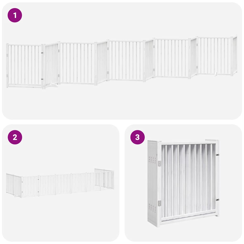 Puerta de perros plegable 10 paneles madera álamo blanca 800 cm