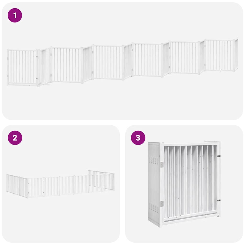 Puerta de perros plegable 12 paneles madera álamo blanca 960 cm
