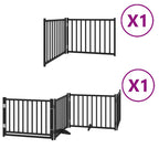 Puerta para perros plegable 6 paneles madera álamo negra 480 cm