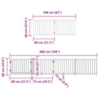 Puerta para perros plegable 6 paneles madera álamo negra 480 cm