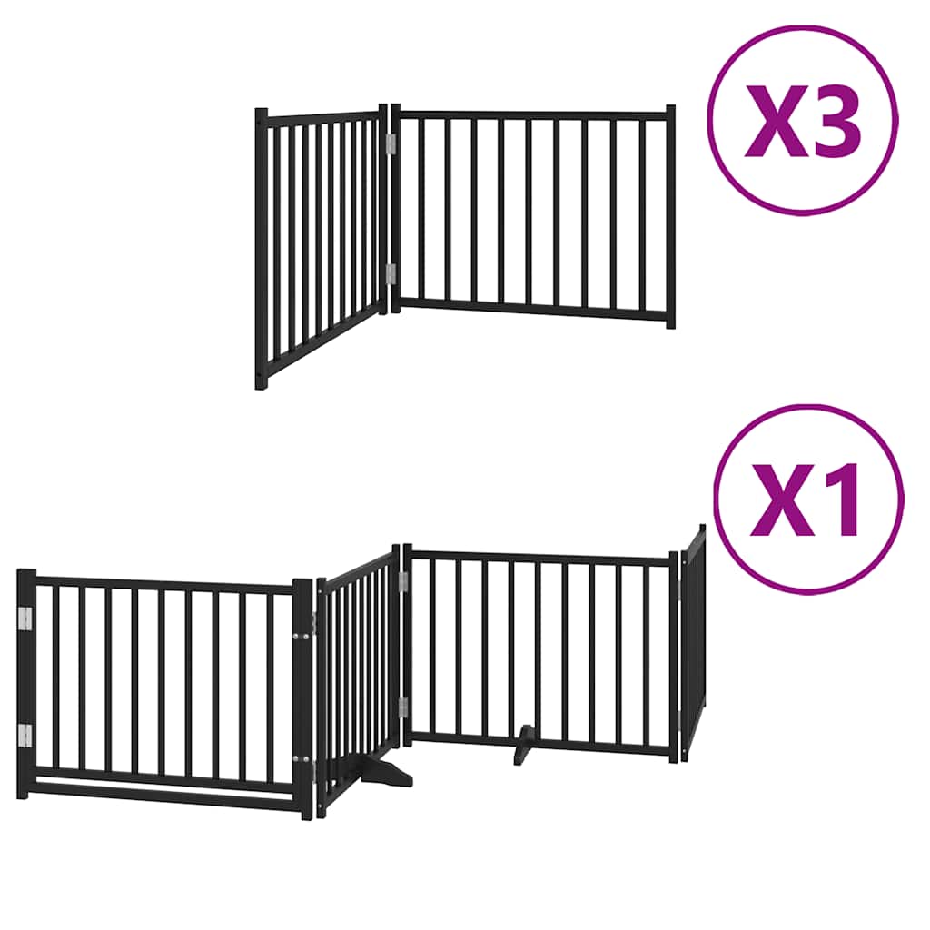 Puerta de perros plegable 10 paneles madera álamo negra 800 cm