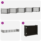 Puerta de perros plegable 10 paneles madera álamo negra 800 cm