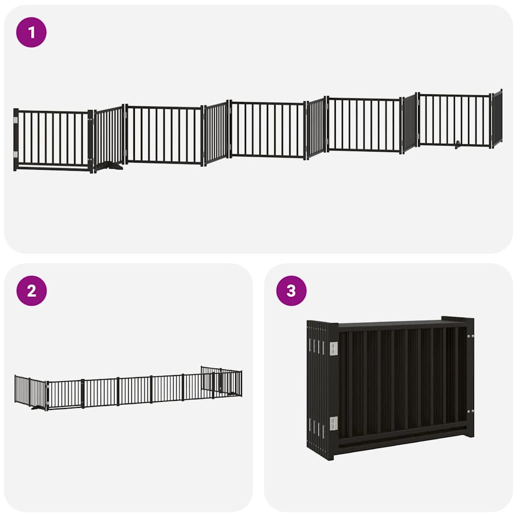 Puerta de perros plegable 10 paneles madera álamo negra 800 cm
