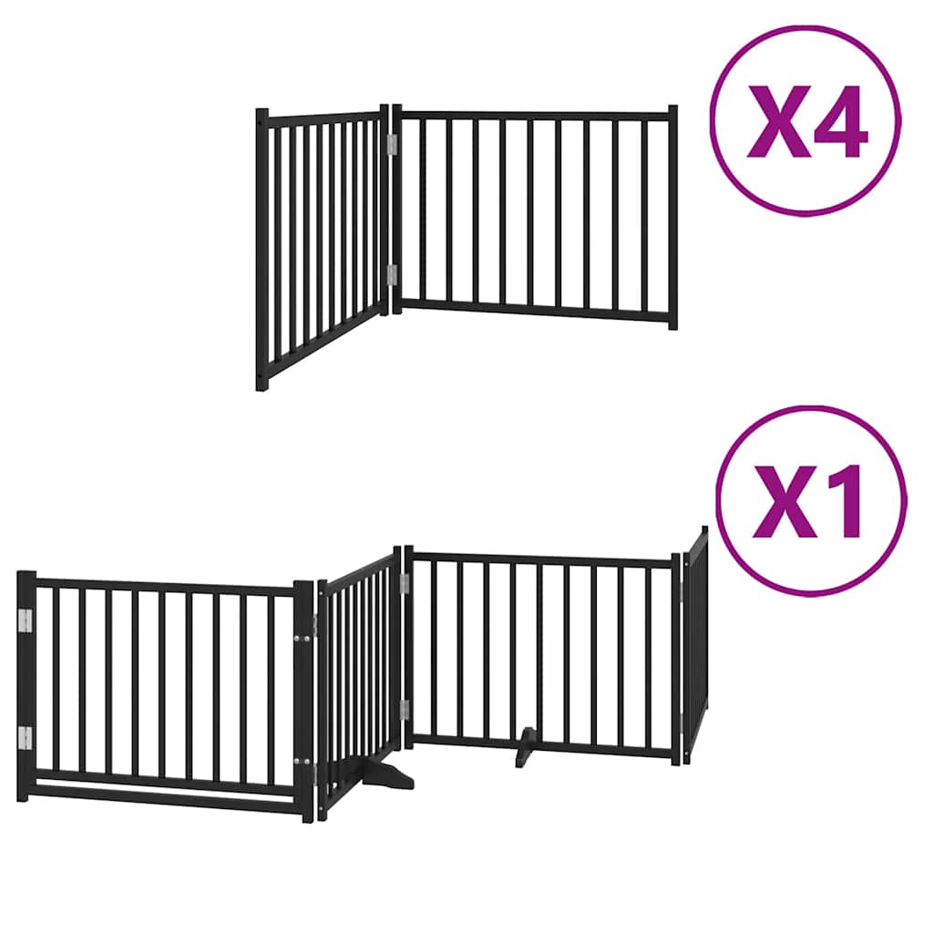 Puerta de perros plegable 12 paneles madera álamo negra 960 cm