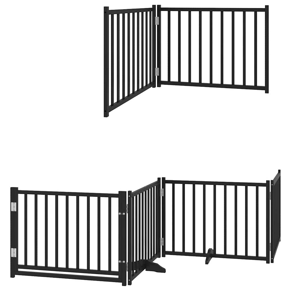Puerta de perros plegable 12 paneles madera álamo negra 960 cm