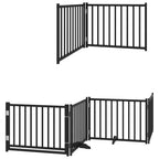 Puerta de perros plegable 12 paneles madera álamo negra 960 cm