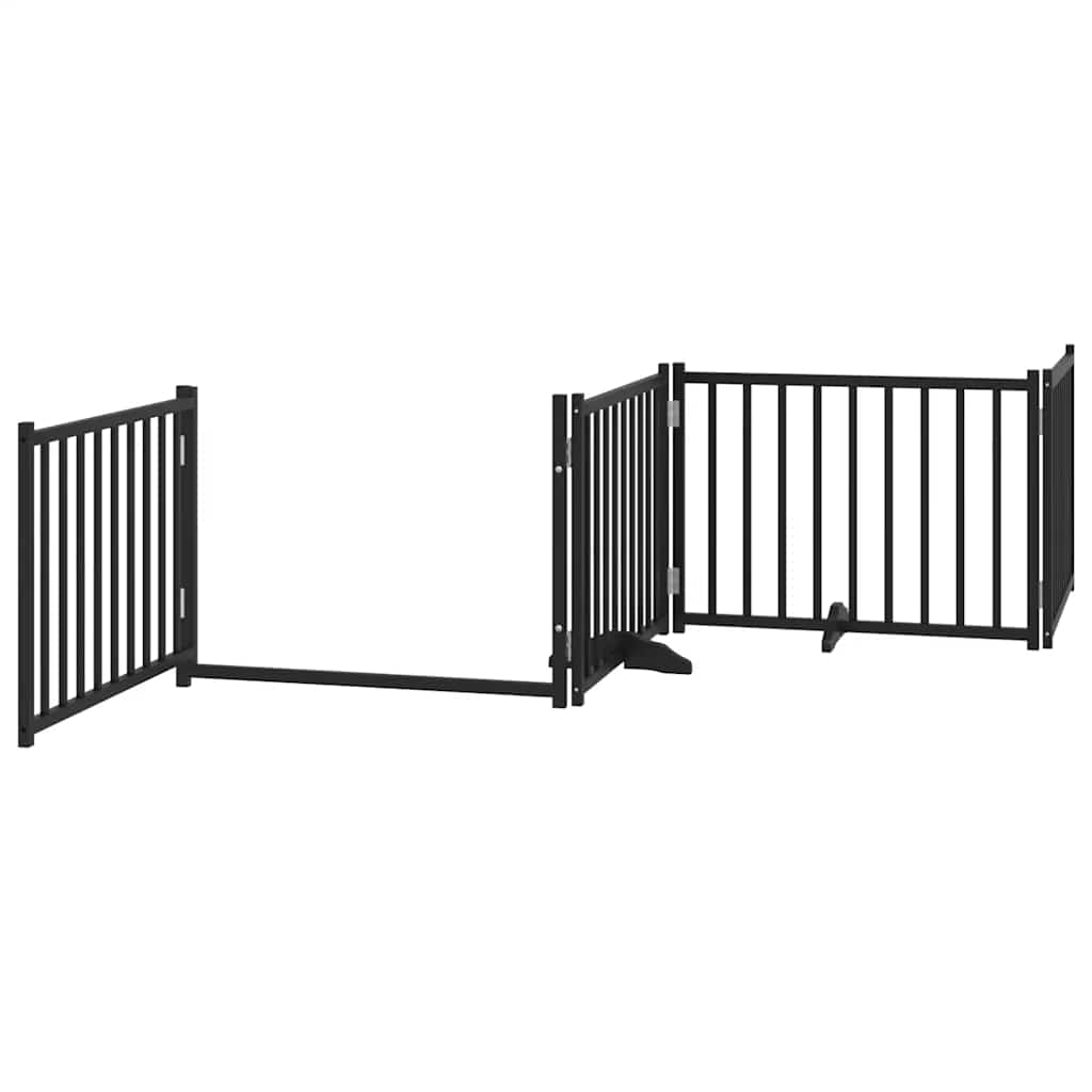 Puerta de perros plegable 12 paneles madera álamo negra 960 cm