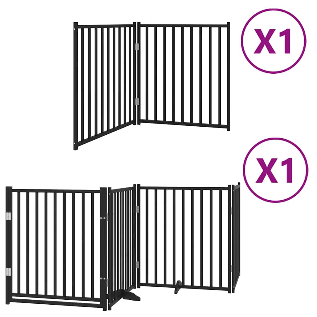 Puerta para perros plegable 6 paneles madera álamo negra 480 cm