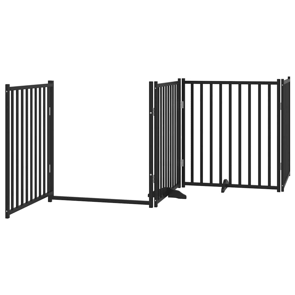 Puerta para perros plegable 6 paneles madera álamo negra 480 cm