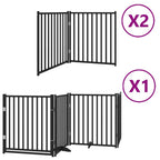 Puerta de perros plegable 8 paneles madera álamo negra 640 cm