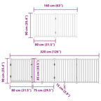 Puerta de perros plegable 8 paneles madera álamo negra 640 cm