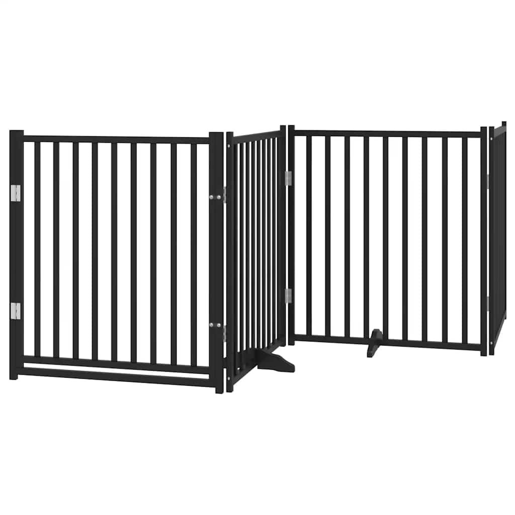 Puerta de perros plegable 8 paneles madera álamo negra 640 cm