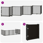 Puerta de perros plegable 8 paneles madera álamo negra 640 cm