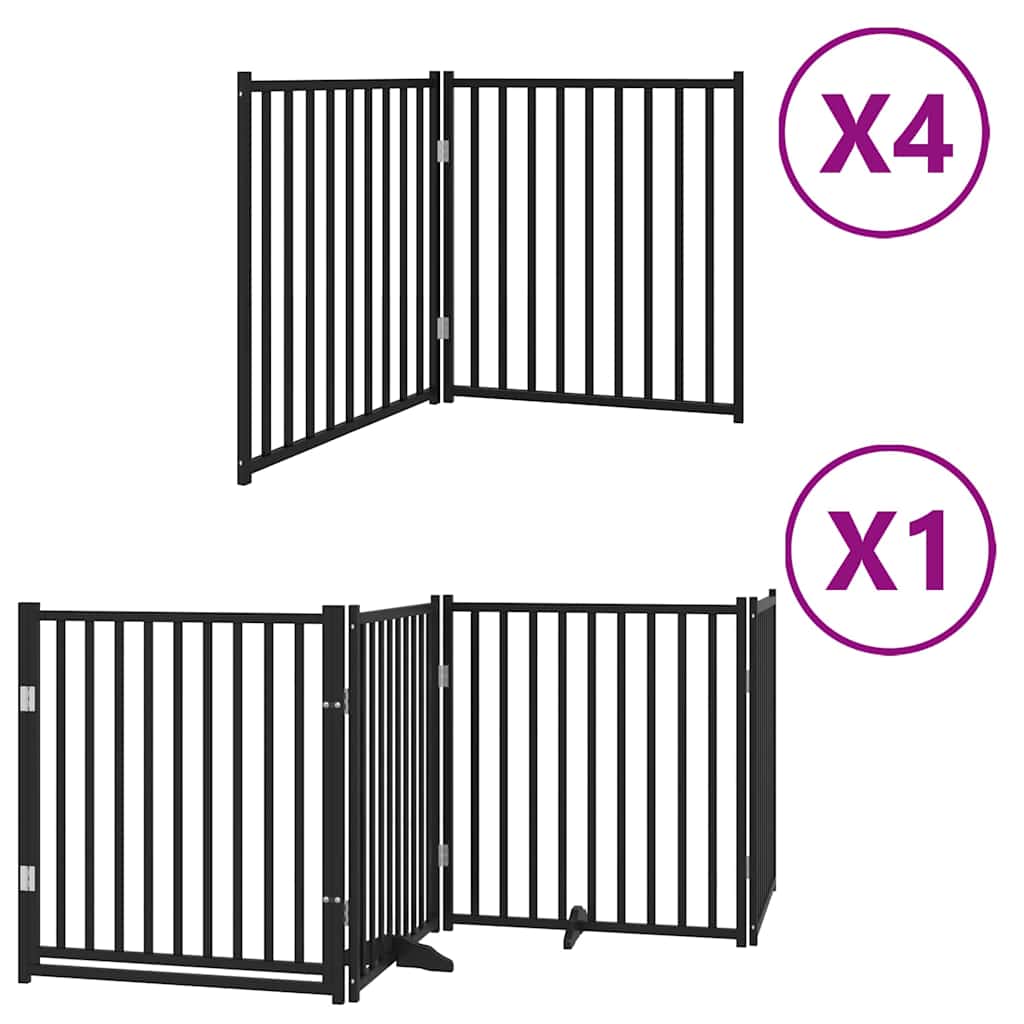 Puerta de perros plegable 12 paneles madera álamo negra 960 cm
