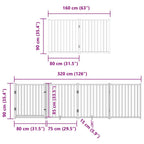 Puerta de perros plegable 12 paneles madera álamo negra 960 cm