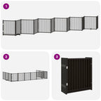 Puerta de perros plegable 12 paneles madera álamo negra 960 cm
