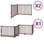 Puerta de perros plegable 8 paneles madera álamo marrón 640 cm