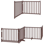 Puerta de perros plegable 8 paneles madera álamo marrón 640 cm