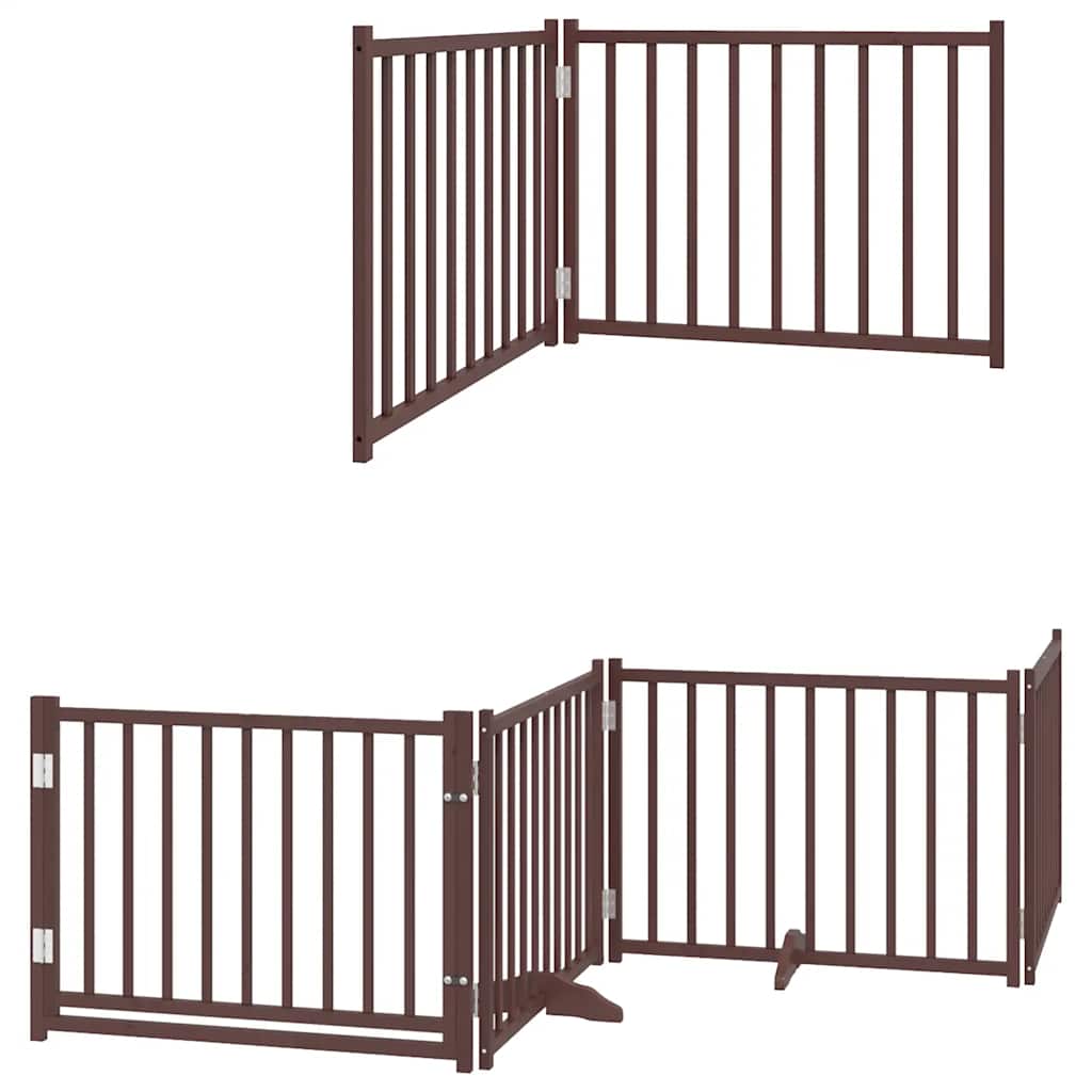 Puerta de perros plegable 8 paneles madera álamo marrón 640 cm