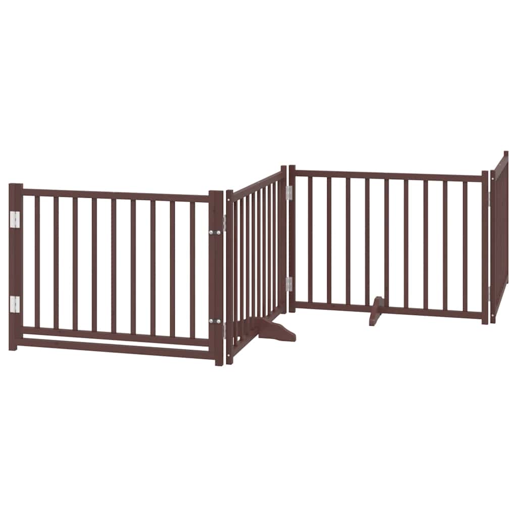 Puerta de perros plegable 8 paneles madera álamo marrón 640 cm