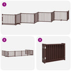Puerta de perros plegable 8 paneles madera álamo marrón 640 cm