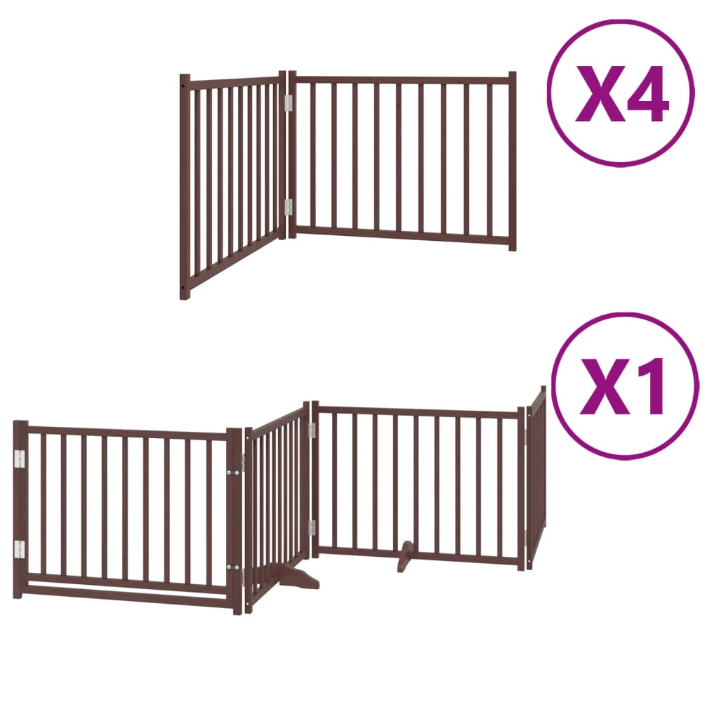 Puerta de perros plegable 12 paneles madera álamo marrón 960 cm