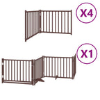 Puerta de perros plegable 12 paneles madera álamo marrón 960 cm