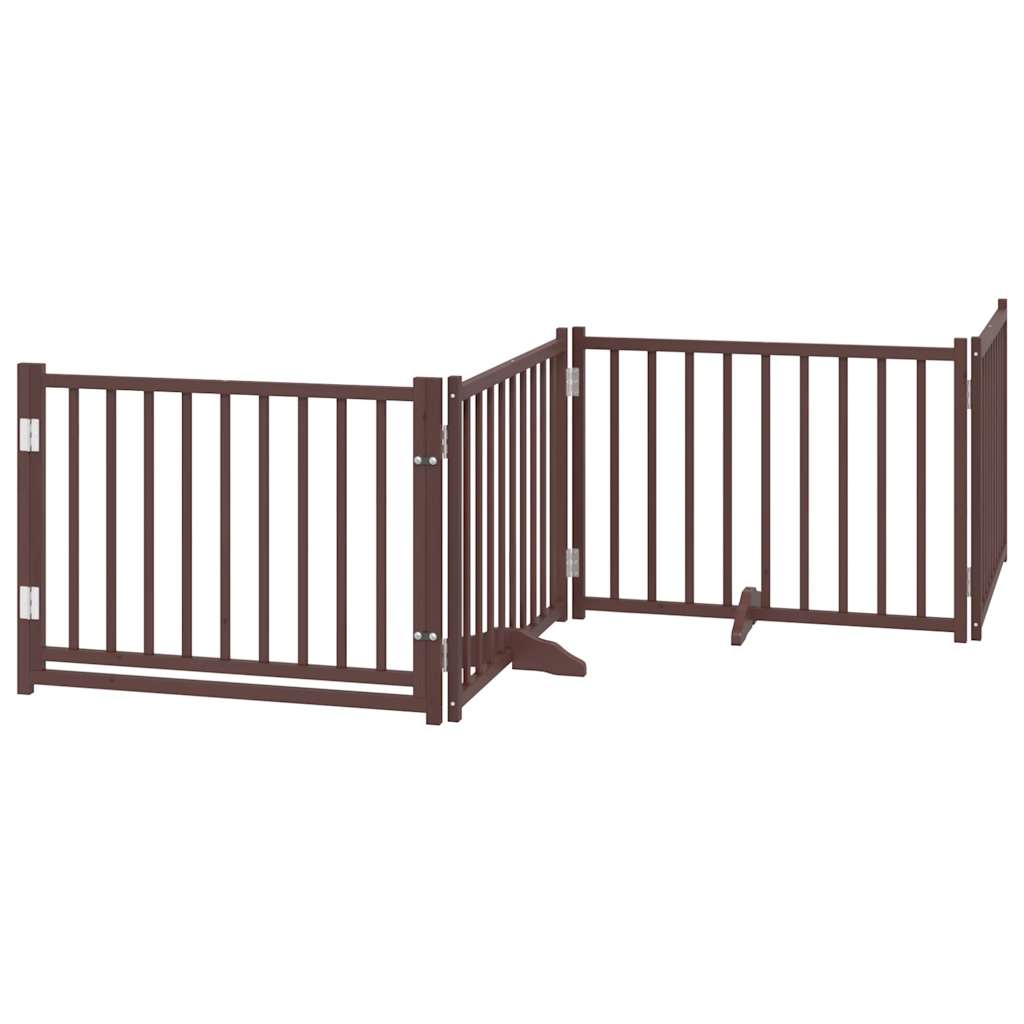 Puerta de perros plegable 12 paneles madera álamo marrón 960 cm