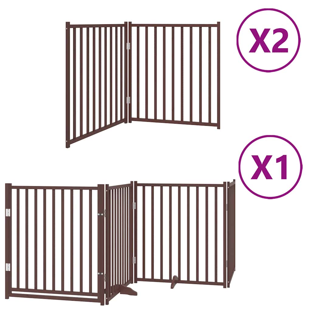 Puerta de perros plegable 8 paneles madera álamo marrón 640 cm