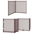 Puerta de perros plegable 8 paneles madera álamo marrón 640 cm