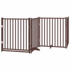Puerta de perros plegable 8 paneles madera álamo marrón 640 cm