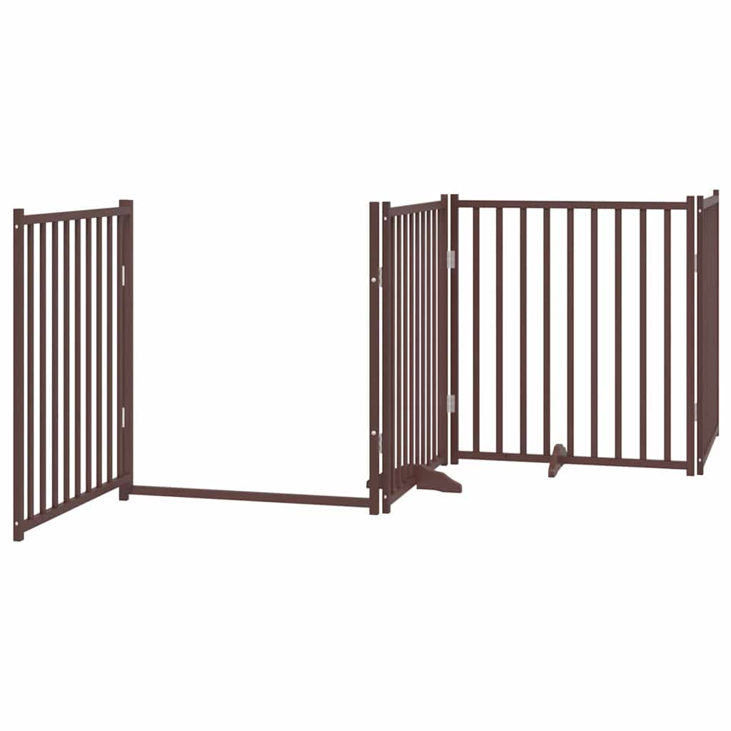 Puerta de perros plegable 8 paneles madera álamo marrón 640 cm