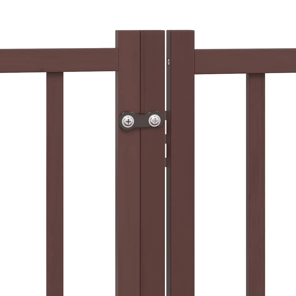 Puerta de perros plegable 8 paneles madera álamo marrón 640 cm