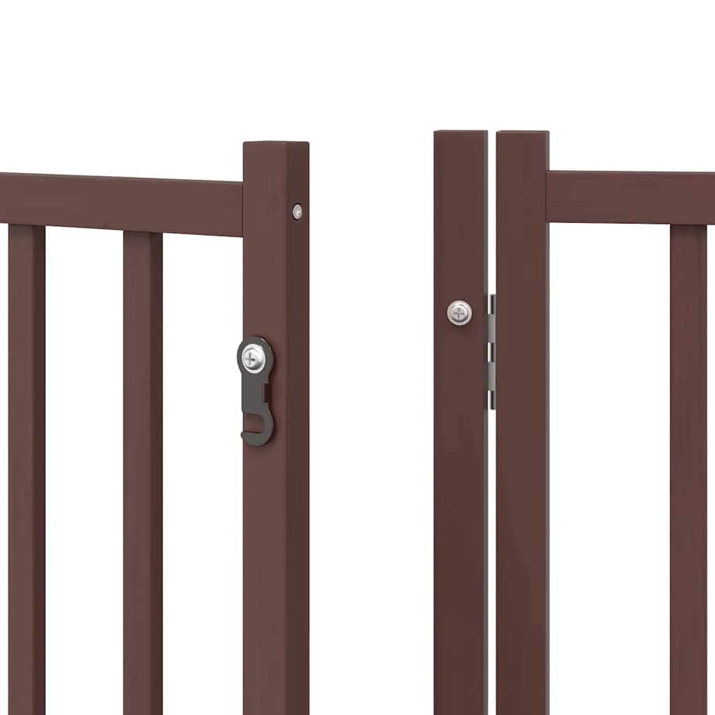 Puerta de perros plegable 8 paneles madera álamo marrón 640 cm