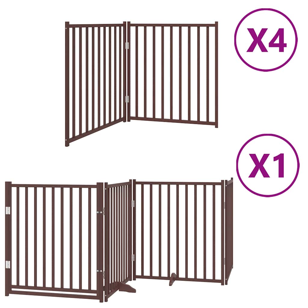Puerta de perros plegable 12 paneles madera álamo marrón 960 cm